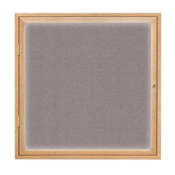 United Visual Products Single Door Slim Enclosed Radius EZ Tack Board, 48"x36", Satin/Marble UVRDS48EZ-MARBLE-SATIN